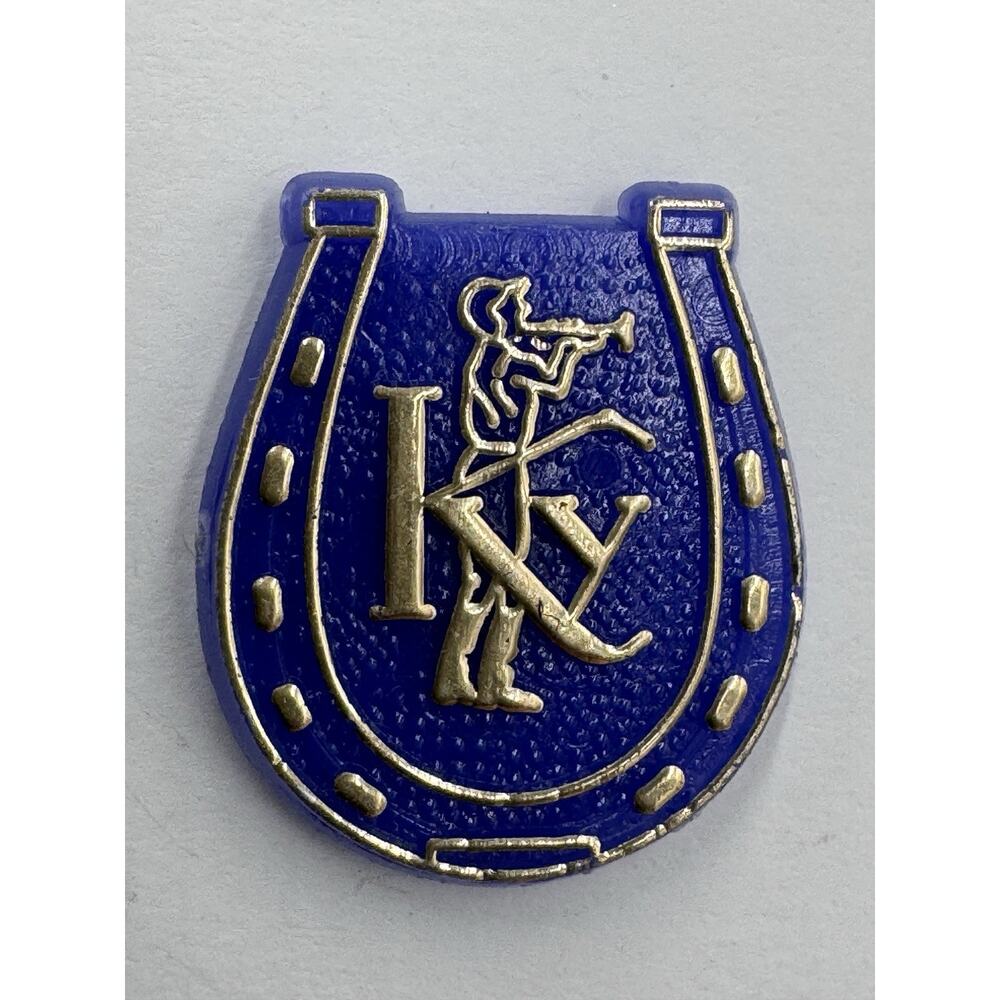Vintage Blue Plastic Kentucky Derby Horse Race Lapel Pin